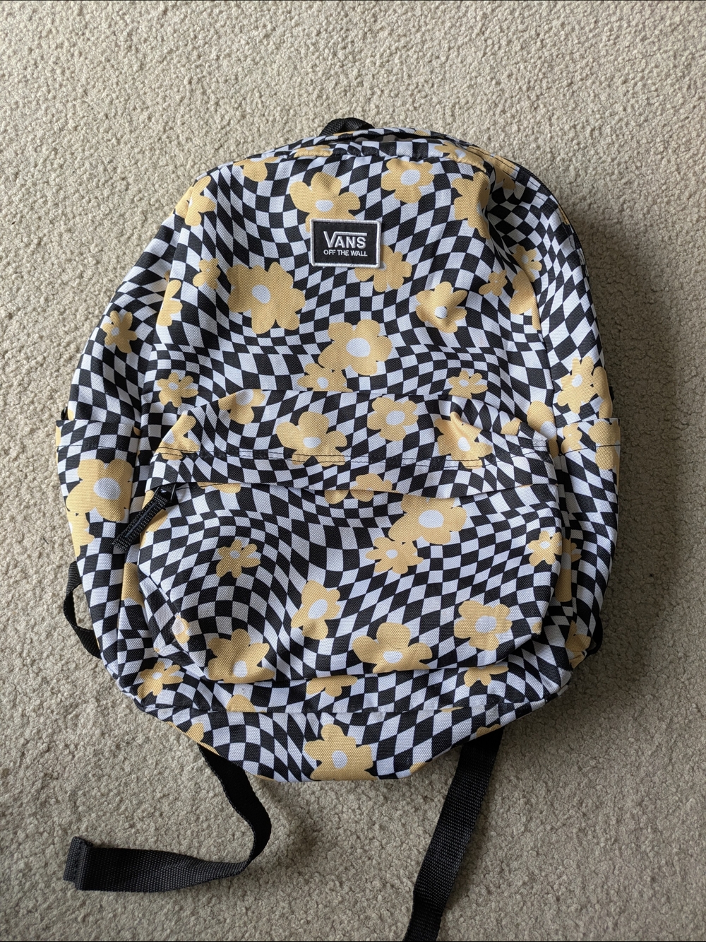 Vans Yellow Floral Checkerboard Backpack